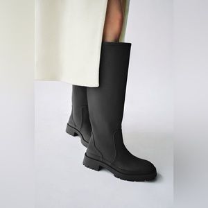 zara grey rubber boots
